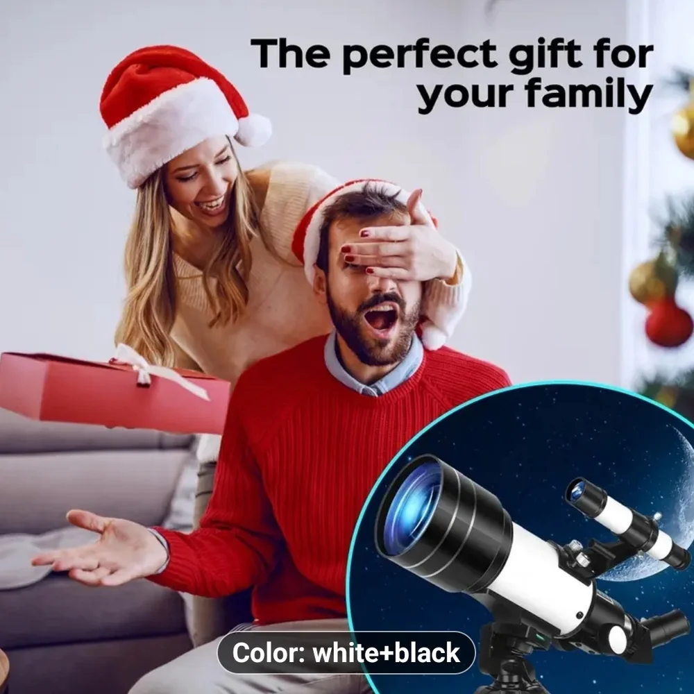 High-Performance Black and White Telescope with Smartphone Adapter